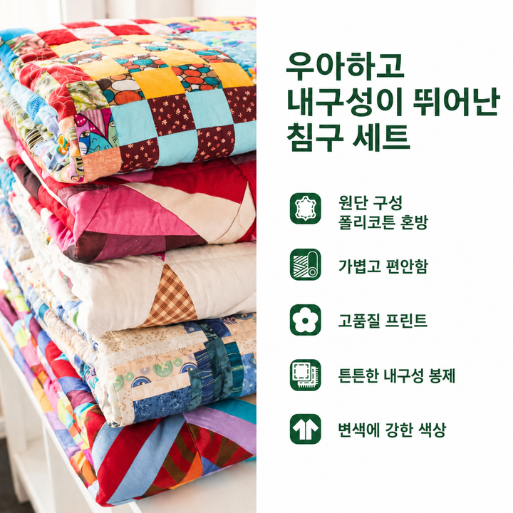 3피스 퀼팅 침구 세트 - 등대의 산들바람